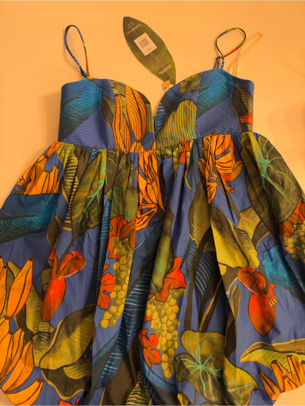 FARM Rio Blue Banana Sleeveless Mini Dress with Green and Yellow Accents - Picture 10 of 11